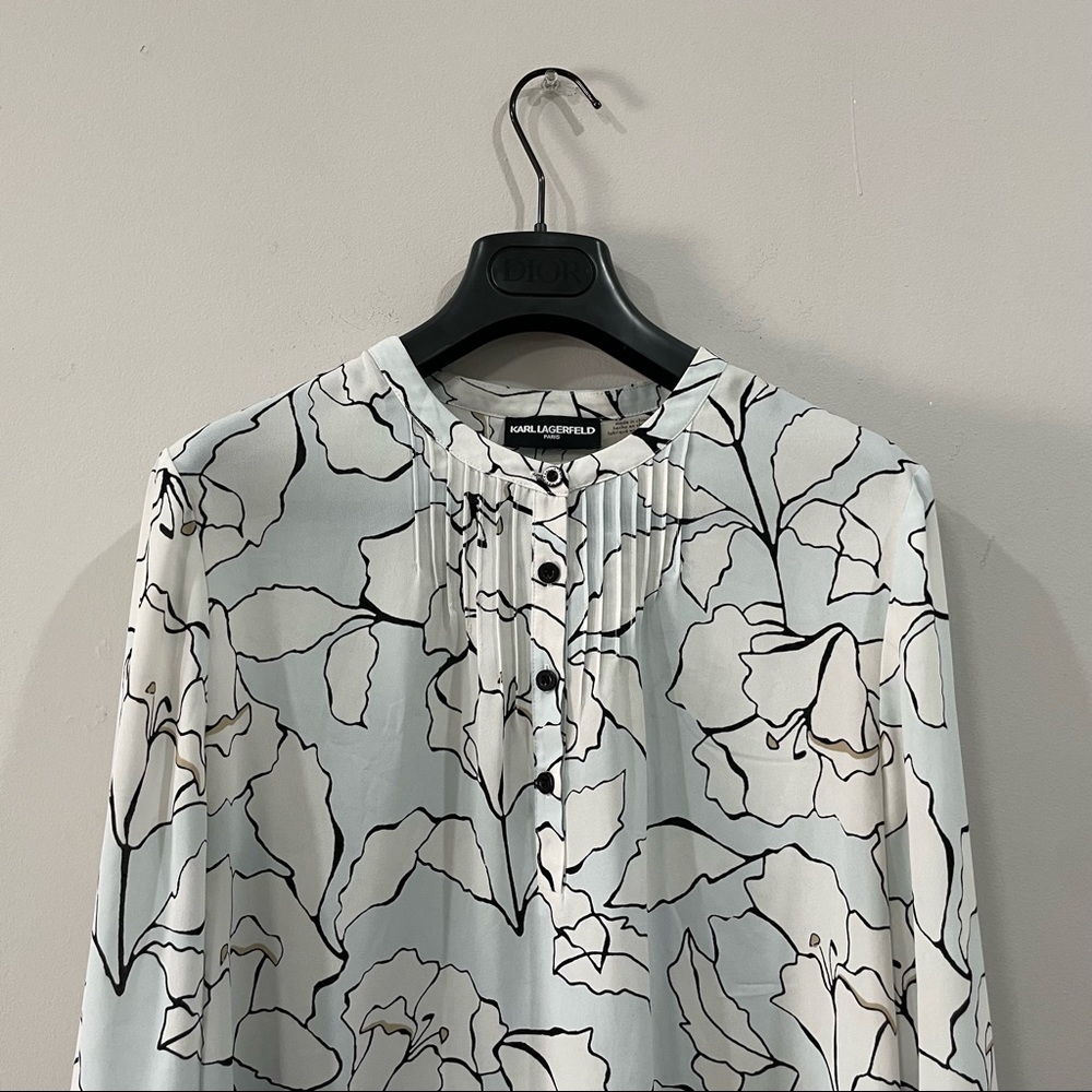 Karl Lagerfeld Floral Flow Long Sleeve Blouse